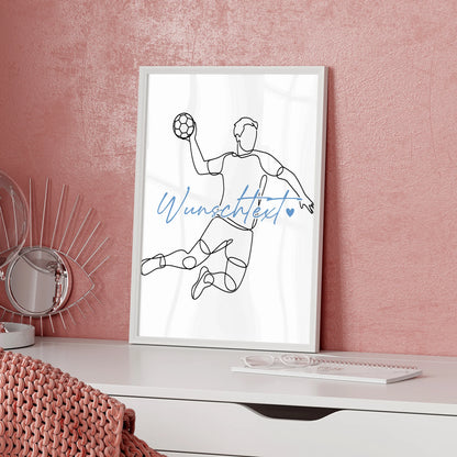 Personalisiertes Poster Lineart Handball Geschenk Sohn & Bruder für Handballer Handballerin Handball