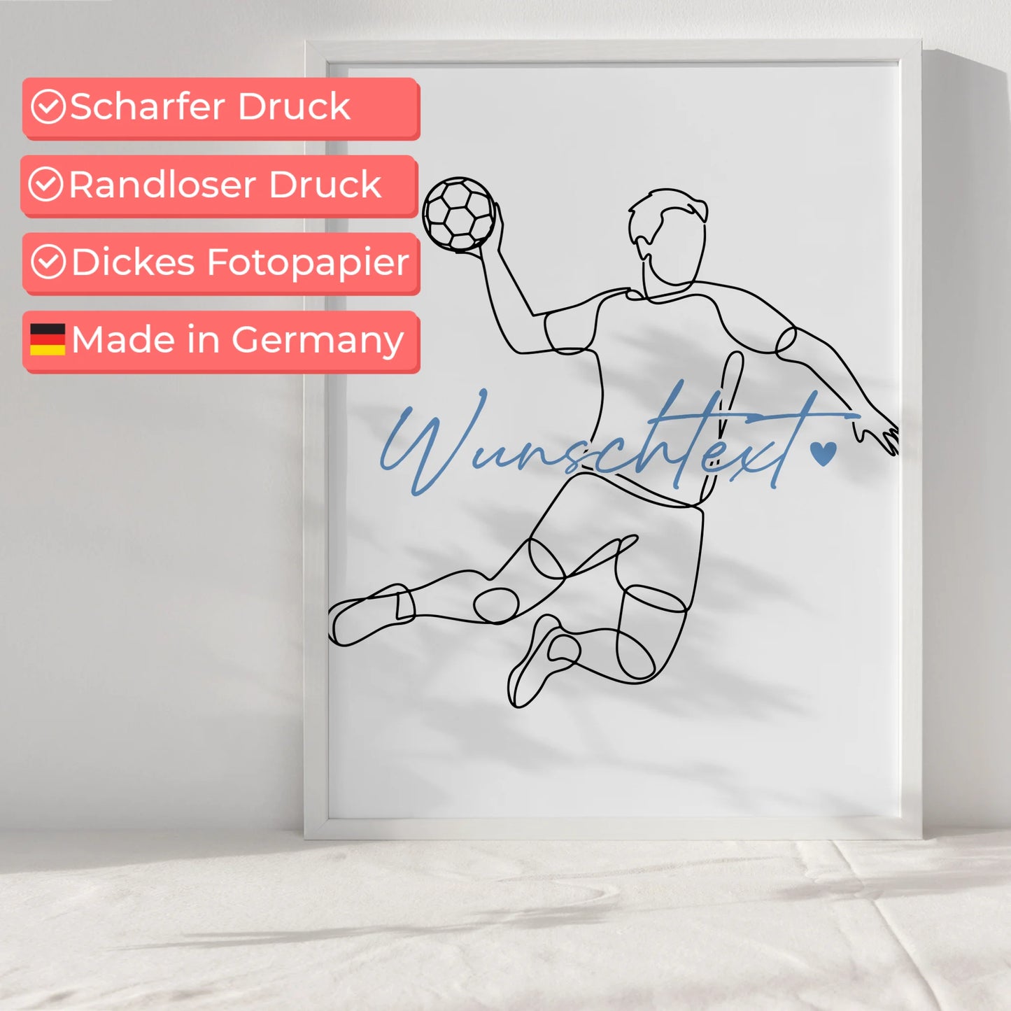 Personalisiertes Poster Lineart Handball Geschenk Sohn & Bruder für Handballer Handballerin Handball