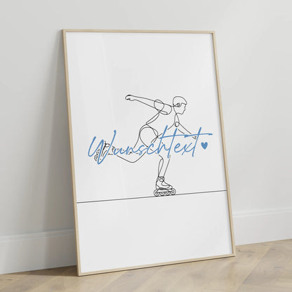 Lineart Poster Inline-Skaten Geschenk Sohn & Bruder für Inline-Skater Inline-Skaterin Inline skating
