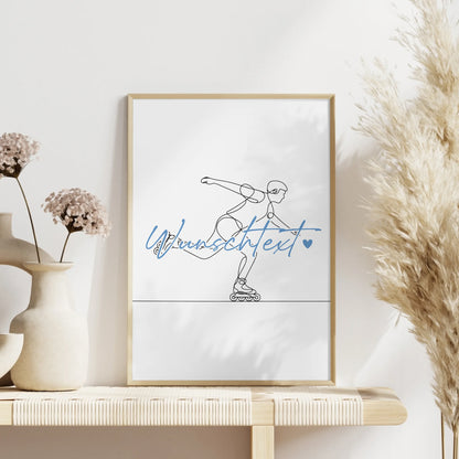 Lineart Poster Inline-Skaten Geschenk Sohn & Bruder für Inline-Skater Inline-Skaterin Inline skating