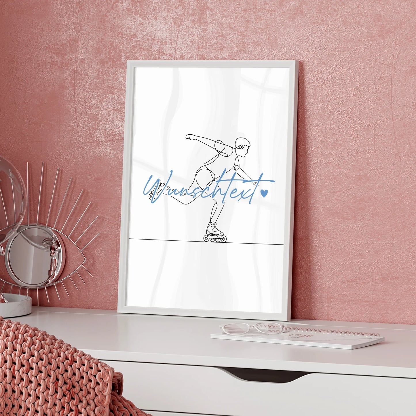 Lineart Poster Inline-Skaten Geschenk Sohn & Bruder für Inline-Skater Inline-Skaterin Inline skating