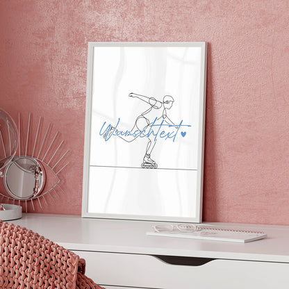 Lineart Poster Inline-Skaten Geschenk Sohn & Bruder für Inline-Skater Inline-Skaterin Inline skating