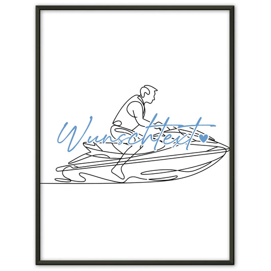 Lineart Poster Personalisiert Jetskifahren Geschenk Sohn & Bruder für Jetskifahrer Jetskifahrerin Jet skiing