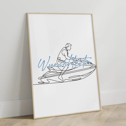 Lineart Poster Personalisiert Jetskifahren Geschenk Sohn & Bruder für Jetskifahrer Jetskifahrerin Jet skiing