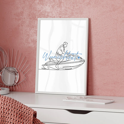 Lineart Poster Personalisiert Jetskifahren Geschenk Sohn & Bruder für Jetskifahrer Jetskifahrerin Jet skiing