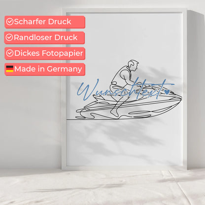 Lineart Poster Personalisiert Jetskifahren Geschenk Sohn & Bruder für Jetskifahrer Jetskifahrerin Jet skiing
