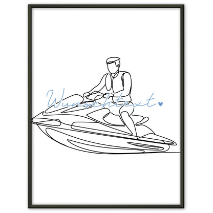 Lineart Poster Jetskifahren Geschenk Sohn & Bruder für Jetskifahrer Jetskifahrerin Jet skiing
