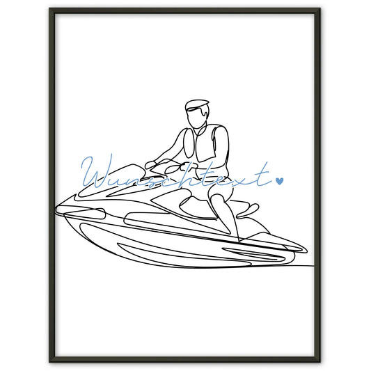 Lineart Poster Jetskifahren Geschenk Sohn & Bruder für Jetskifahrer Jetskifahrerin Jet skiing