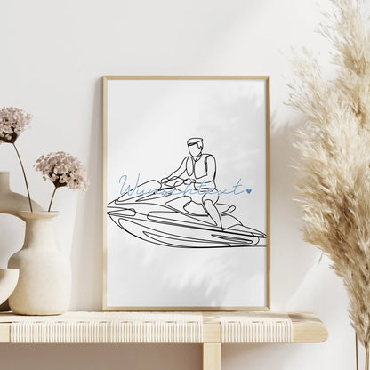 Lineart Poster Jetskifahren Geschenk Sohn & Bruder für Jetskifahrer Jetskifahrerin Jet skiing