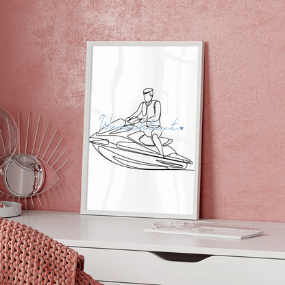 Lineart Poster Jetskifahren Geschenk Sohn & Bruder für Jetskifahrer Jetskifahrerin Jet skiing