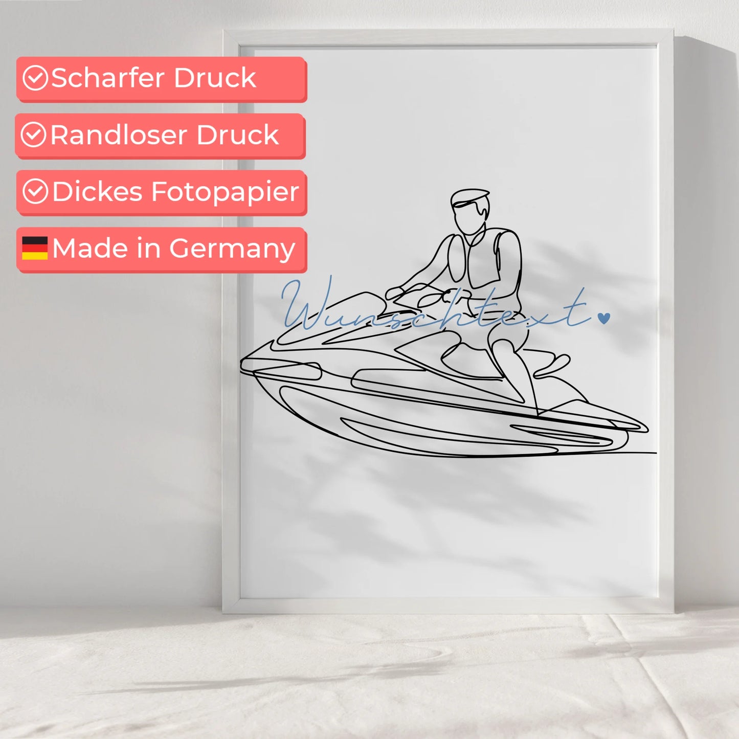 Lineart Poster Jetskifahren Geschenk Sohn & Bruder für Jetskifahrer Jetskifahrerin Jet skiing