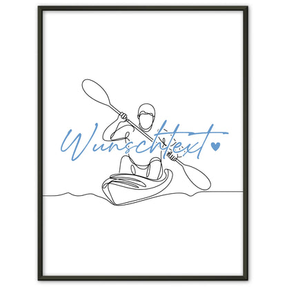 Personalisiertes Poster Lineart Kajakfahren Geschenk Sohn & Bruder für Kajakfahrer Kajakfahrerin Kayaking