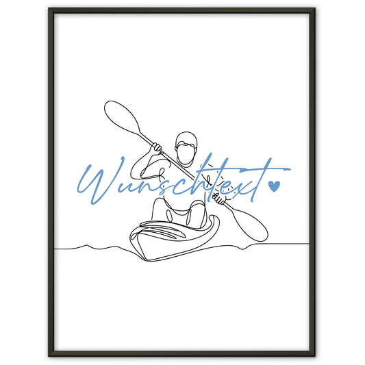 Personalisiertes Poster Lineart Kajakfahren Geschenk Sohn & Bruder für Kajakfahrer Kajakfahrerin Kayaking