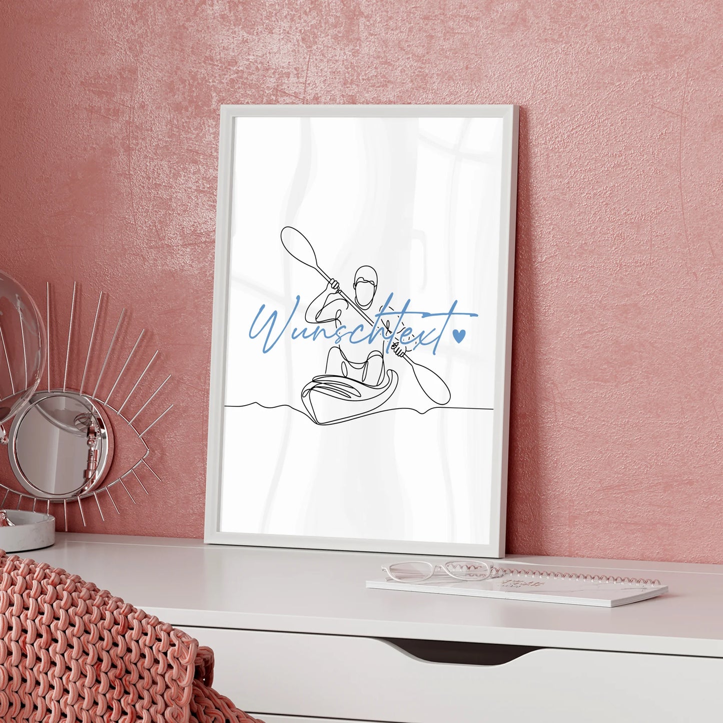 Personalisiertes Poster Lineart Kajakfahren Geschenk Sohn & Bruder für Kajakfahrer Kajakfahrerin Kayaking