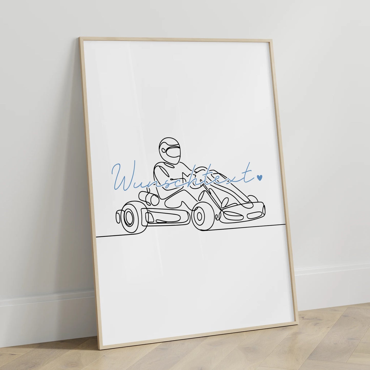 Lineart Poster Personalisiert Kartrennen Geschenk Sohn & Bruder für Kartfahrer Kartfahrerin Kart racing
