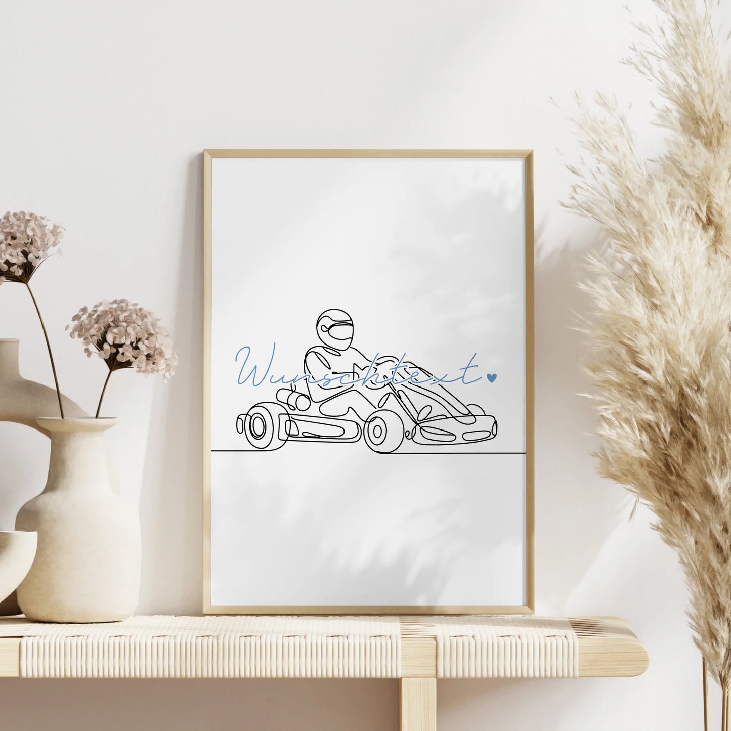 Lineart Poster Personalisiert Kartrennen Geschenk Sohn & Bruder für Kartfahrer Kartfahrerin Kart racing
