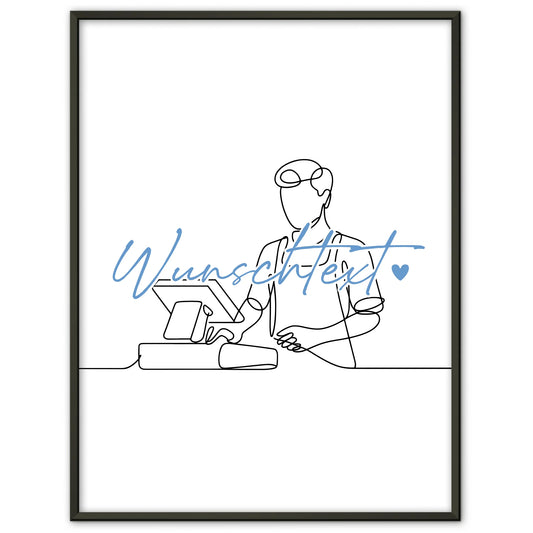 Lineart Poster Kassierer Geschenk Sohn & Bruder für Kassierer Kassiererin cashier