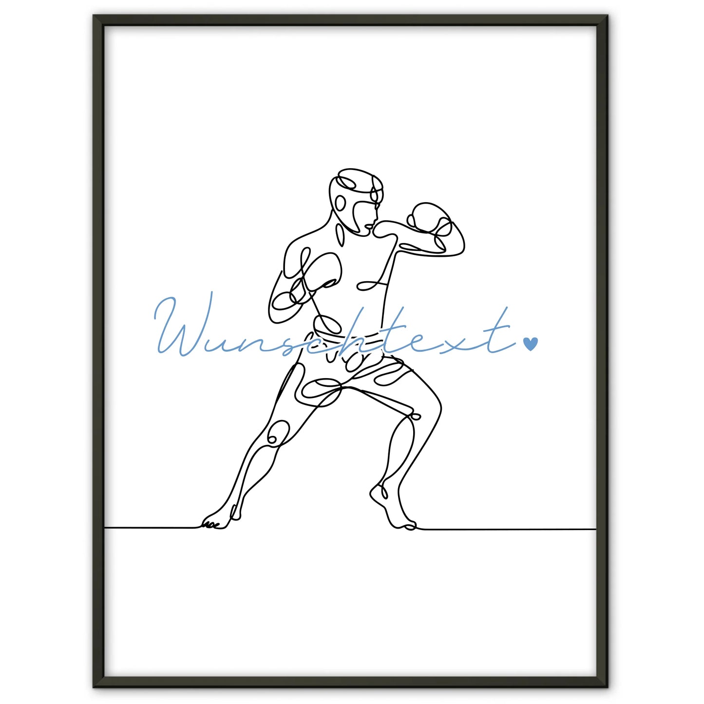 Personalisiertes Poster Lineart Kickboxen Geschenk Sohn & Bruder für Kickboxer Kickboxerin Kickboxing