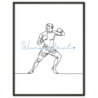 Personalisiertes Poster Lineart Kickboxen Geschenk Sohn & Bruder für Kickboxer Kickboxerin Kickboxing