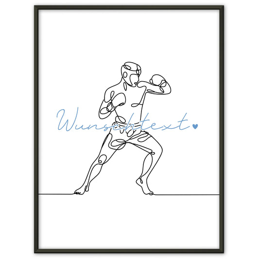 Personalisiertes Poster Lineart Kickboxen Geschenk Sohn & Bruder für Kickboxer Kickboxerin Kickboxing