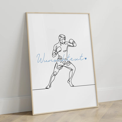 Personalisiertes Poster Lineart Kickboxen Geschenk Sohn & Bruder für Kickboxer Kickboxerin Kickboxing