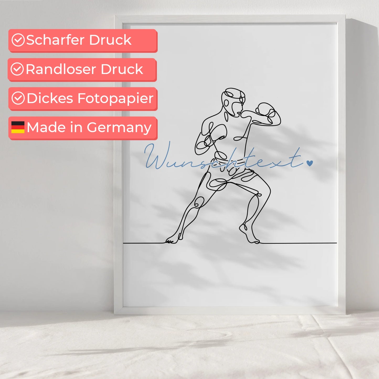 Personalisiertes Poster Lineart Kickboxen Geschenk Sohn & Bruder für Kickboxer Kickboxerin Kickboxing