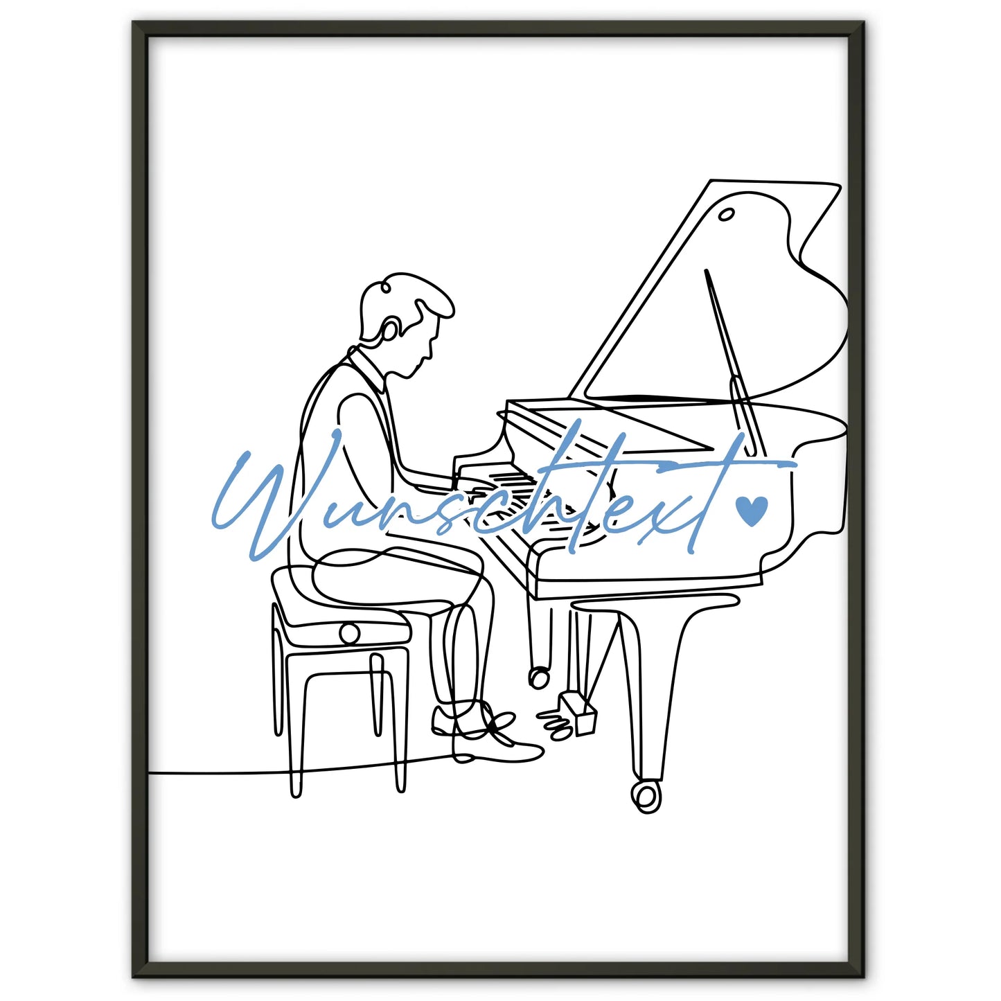 Lineart Poster Personalisiert Klavier Geschenk Sohn & Bruder für Pianist Pianistin Piano