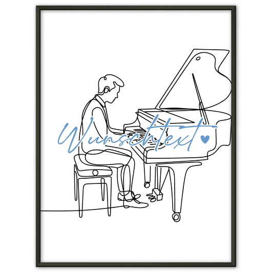 Lineart Poster Personalisiert Klavier Geschenk Sohn & Bruder für Pianist Pianistin Piano
