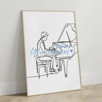 Lineart Poster Personalisiert Klavier Geschenk Sohn & Bruder für Pianist Pianistin Piano
