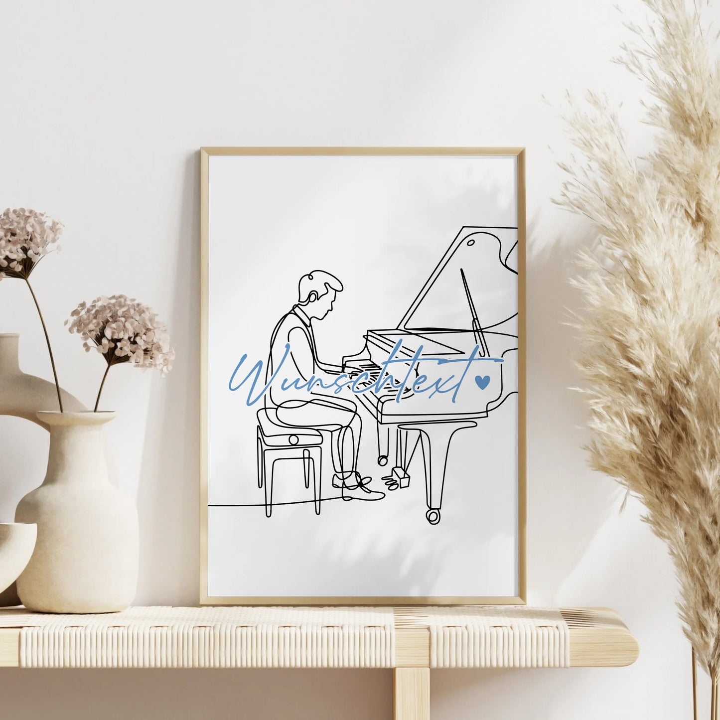 Lineart Poster Personalisiert Klavier Geschenk Sohn & Bruder für Pianist Pianistin Piano