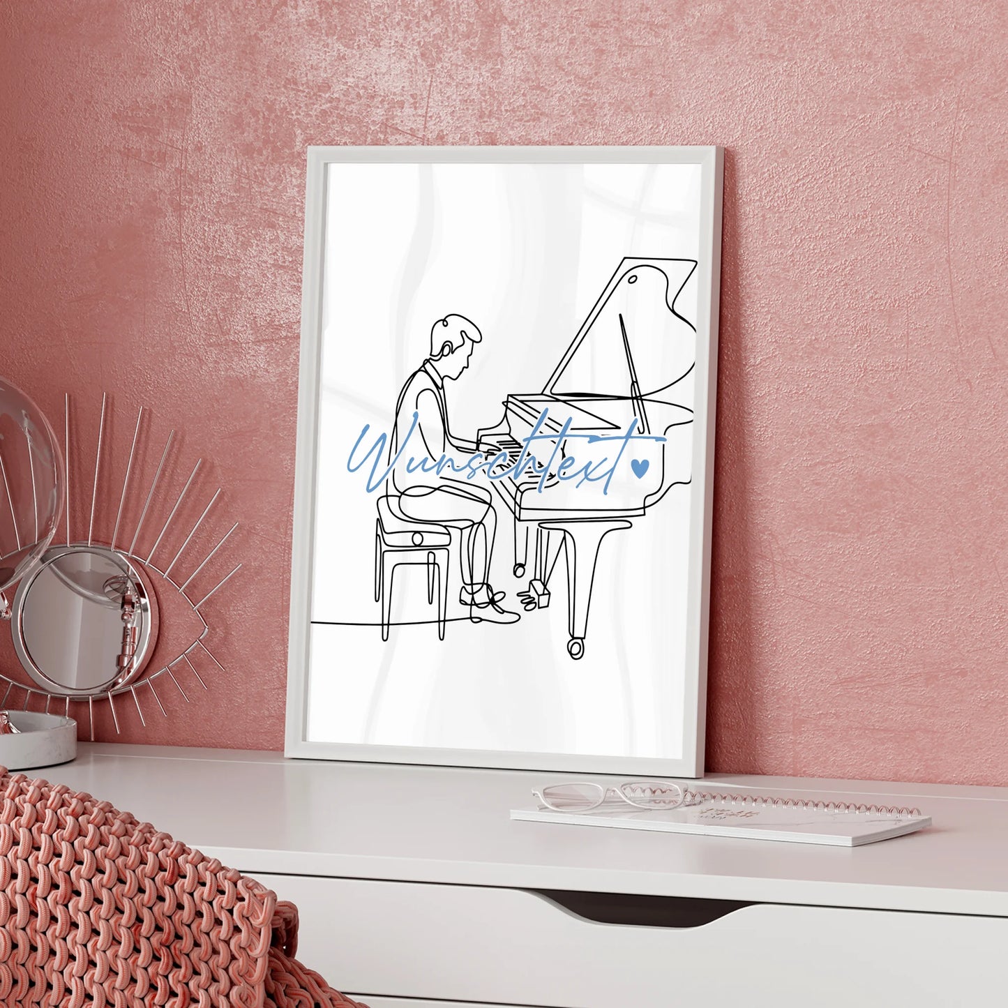 Lineart Poster Personalisiert Klavier Geschenk Sohn & Bruder für Pianist Pianistin Piano