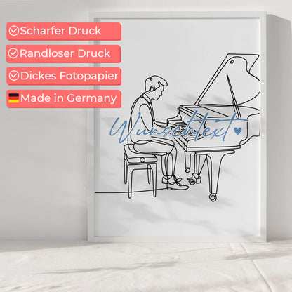 Lineart Poster Personalisiert Klavier Geschenk Sohn & Bruder für Pianist Pianistin Piano