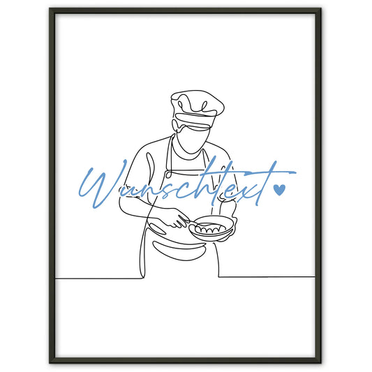 Personalisiertes Poster Lineart Konditor Geschenk Sohn & Bruder für Konditor Konditorin confectioner