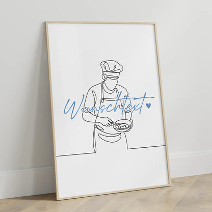 Personalisiertes Poster Lineart Konditor Geschenk Sohn & Bruder für Konditor Konditorin confectioner