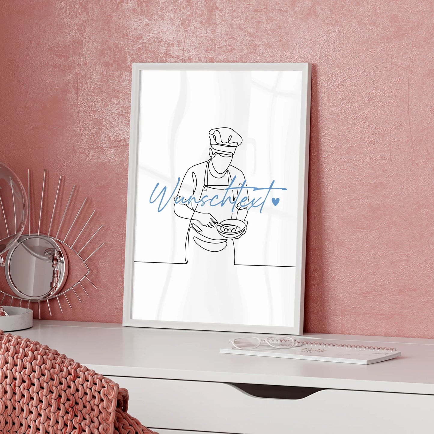 Personalisiertes Poster Lineart Konditor Geschenk Sohn & Bruder für Konditor Konditorin confectioner