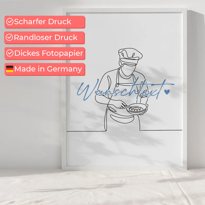 Personalisiertes Poster Lineart Konditor Geschenk Sohn & Bruder für Konditor Konditorin confectioner