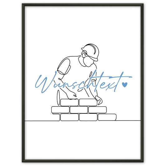 Lineart Poster Maurer Geschenk Sohn & Bruder für Maurer Maurerin Bricklayer