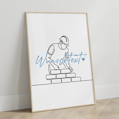 Lineart Poster Maurer Geschenk Sohn & Bruder für Maurer Maurerin Bricklayer