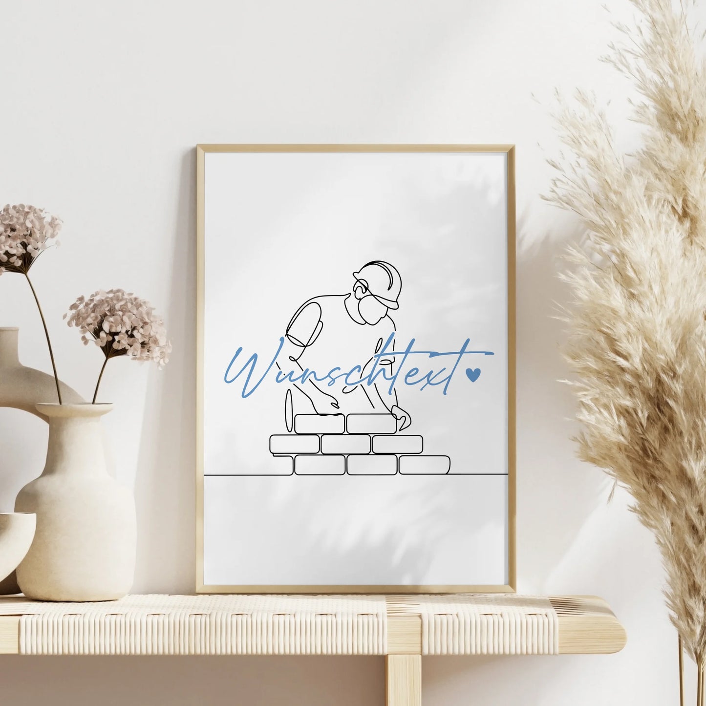 Lineart Poster Maurer Geschenk Sohn & Bruder für Maurer Maurerin Bricklayer