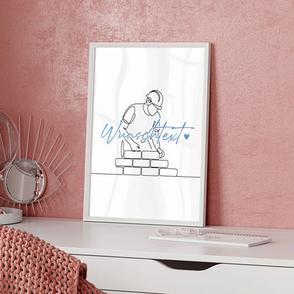 Lineart Poster Maurer Geschenk Sohn & Bruder für Maurer Maurerin Bricklayer