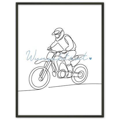Personalisiertes Poster Lineart Motocross Geschenk Sohn & Bruder für Motocrosser Motocrosserin Motocross
