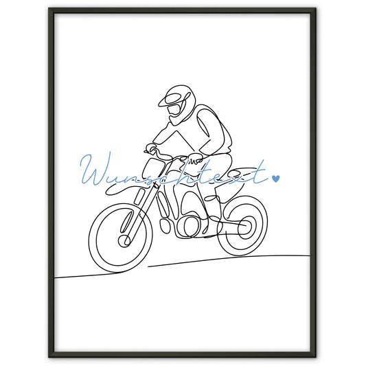 Personalisiertes Poster Lineart Motocross Geschenk Sohn & Bruder für Motocrosser Motocrosserin Motocross