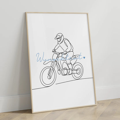 Personalisiertes Poster Lineart Motocross Geschenk Sohn & Bruder für Motocrosser Motocrosserin Motocross