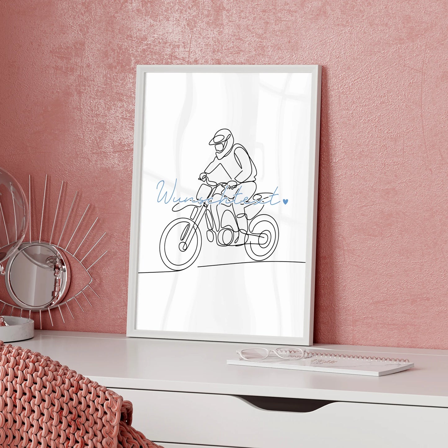 Personalisiertes Poster Lineart Motocross Geschenk Sohn & Bruder für Motocrosser Motocrosserin Motocross