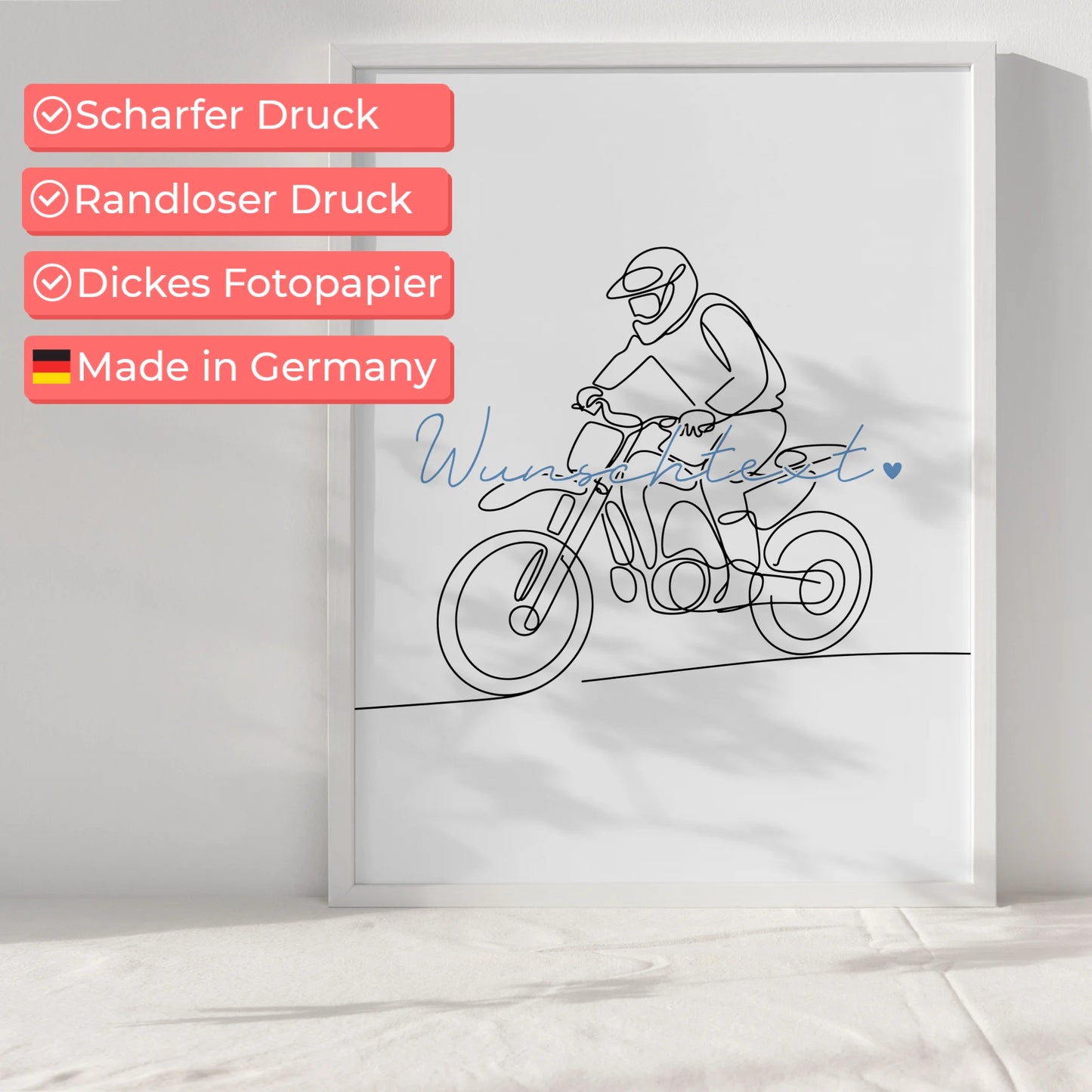 Personalisiertes Poster Lineart Motocross Geschenk Sohn & Bruder für Motocrosser Motocrosserin Motocross