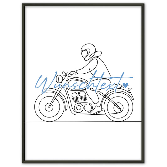 Lineart Poster Personalisiert Motorradfahren Geschenk Sohn & Bruder für Motorradfahrer Motorradfahrerin Motorcycling