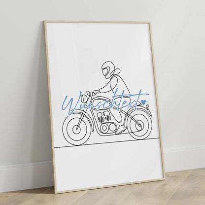 Lineart Poster Personalisiert Motorradfahren Geschenk Sohn & Bruder für Motorradfahrer Motorradfahrerin Motorcycling
