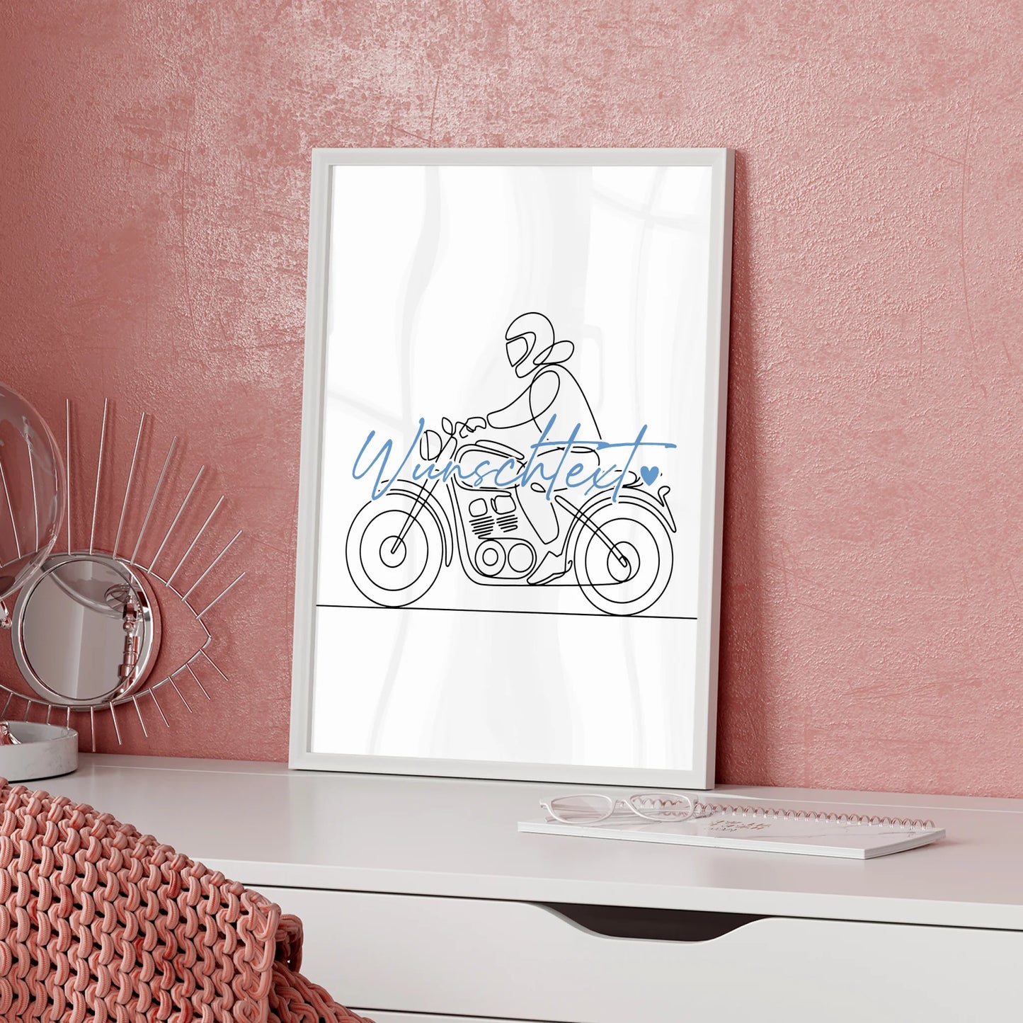 Lineart Poster Personalisiert Motorradfahren Geschenk Sohn & Bruder für Motorradfahrer Motorradfahrerin Motorcycling