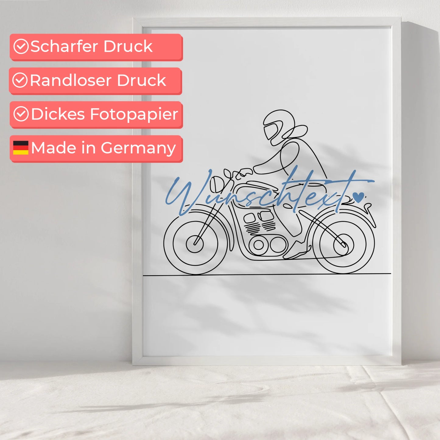 Lineart Poster Personalisiert Motorradfahren Geschenk Sohn & Bruder für Motorradfahrer Motorradfahrerin Motorcycling