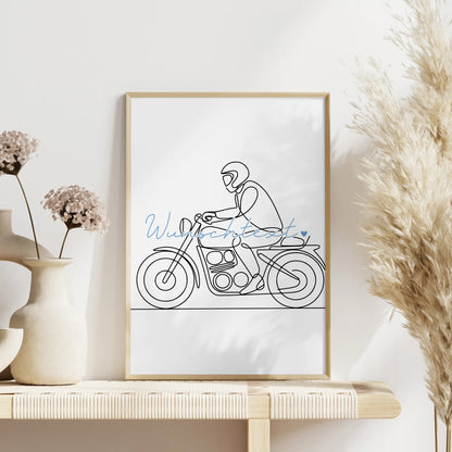 Lineart Poster Motorradfahren Geschenk Sohn & Bruder für Motorradfahrer Motorradfahrerin Motorcycling